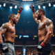 Deux combattants UFC face à face dans l'octogone avec un en vainqueur