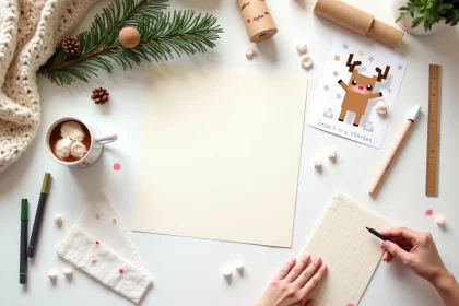 Cartes de Noël kawaii pixel art dessinées à la main sur papier quadrillé avec marqueurs colorés et décorations de Noël