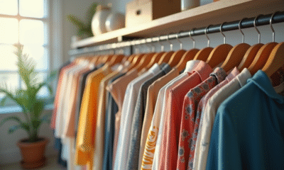 Rayon de vêtements bien organisé dans une pièce lumineuse