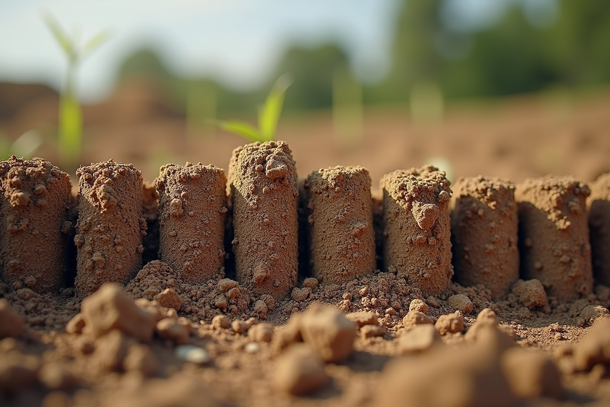 Vue en coupe des colonnes rigides dans le sol stabilise